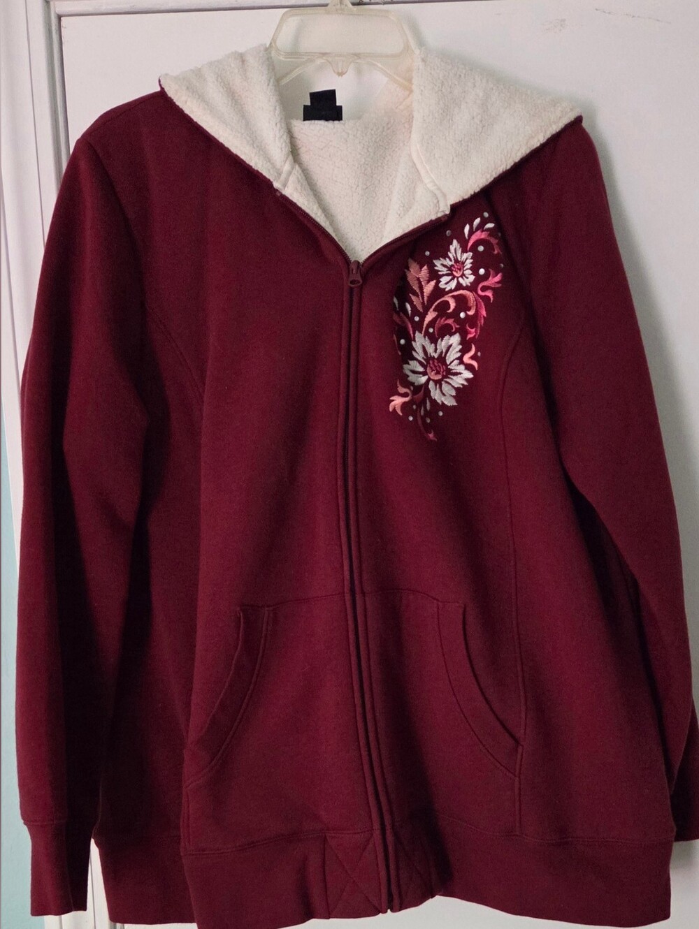 Very Nice Basic Editions Fleece-lined Embroidered Zip Up Hoodie Sweatshirt 1X
